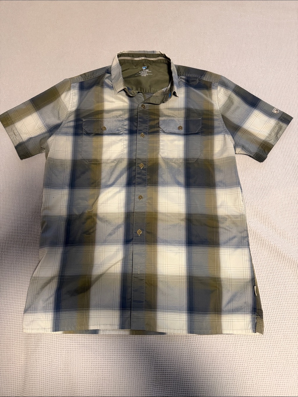 Kuhl Men's Short-Sleeve Plaid Button-Down in Olive & Navy